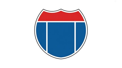 Obraz premium American road sign, highway shield, transportation symbol, blue and red icon
