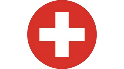 Fototapeta premium Red cross symbol, medical icon, white cross on red circle, first aid sign
