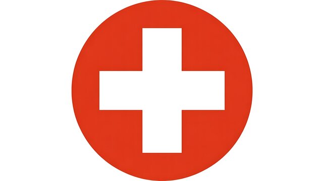 Red cross symbol, medical icon, white cross on red circle, healthcare sign