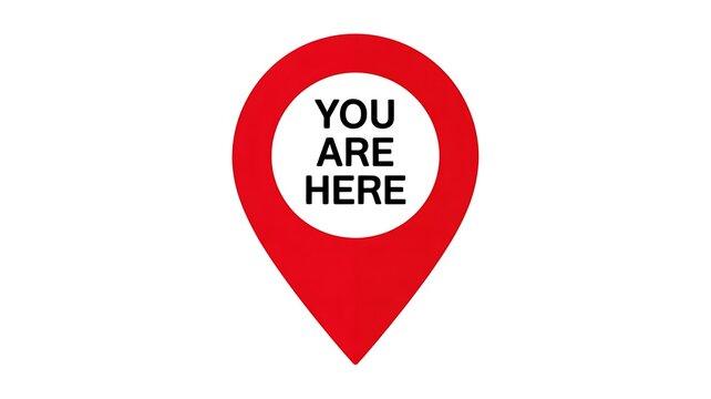 Red map pin icon, location marker symbol, navigation pointer, you are here indicator