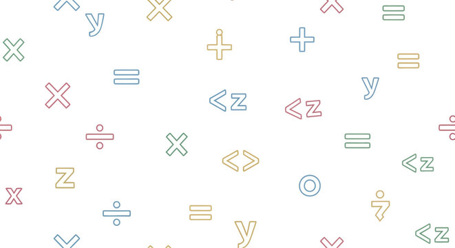 Colorful Mathematical Symbols And Equations.