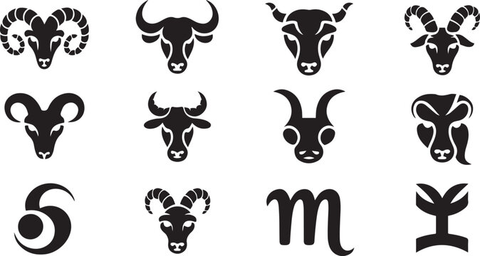 set of zodiac design .Silhouette vector illustration