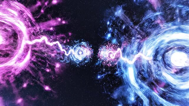 Cosmic vortex swirling with vibrant colors and interstellar dust, representing the vastness of space and cosmic energy