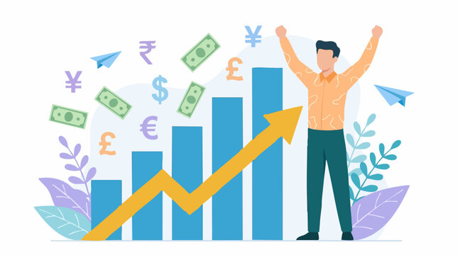 Financial Growth and Business Success with Global Currencies Illustration