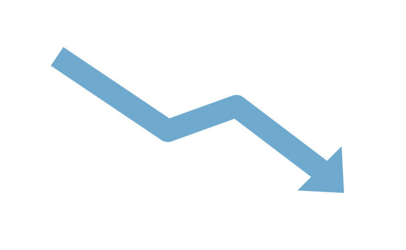 Blue downward arrow chart showing decline and loss trend