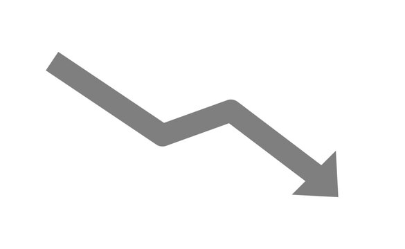 Gray downward arrow chart showing decline and loss trend