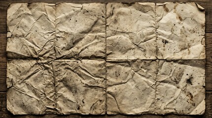 Fototapeta premium Vintage Crumpled Parchment Paper Texture On Wood.