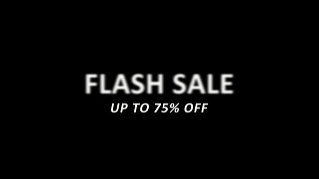 Mega Sale Up To 75 Percent Promotional Banner Animation with Black Background. Ideal for retail ads, ecommerce promotions, sales campaigns, banners, social media and marketing videos.