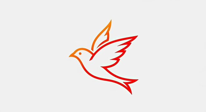 Stylized red bird icon flying with wings spread.