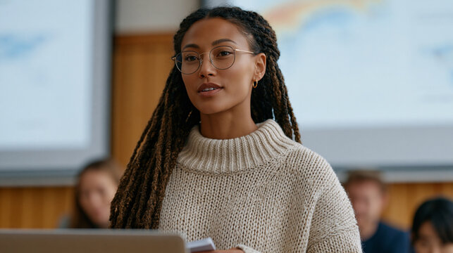 Algorithm auditor presenting racial bias findings from facial recognition software to nonprofit board in community center meeting room, projected heat maps showing disparity data, board members taki