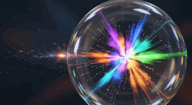 Glass orb with colorful electric sparks.