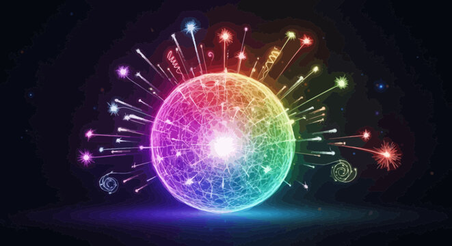 Colorful Glowing Sphere Light Display.