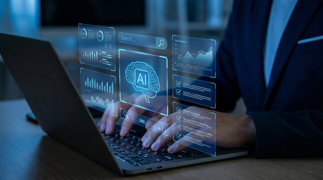 ai automation workflow task management with checklist milestone tracking and coding system on laptop for software development performance optimization and intelligent enterprise process integration