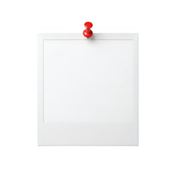 Red pushpin stuck on blank paper note isolated on white background