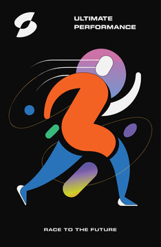 Abstract runner with dynamic design for sports and performance marketing