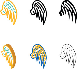 Naklejka premium wing with feather color icon vector. wing with feather variants sign. isolated symbol illustration