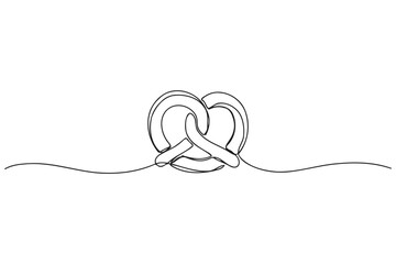 Fototapeta premium Continuous single line drawing of a soft pretzel snack with minimalist continuous illustration delicious creative monoline contemporary restaurant traditional