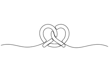 Fototapeta premium Continuous single line drawing of a soft pretzel snack with minimalist continuous illustration delicious creative monoline contemporary restaurant traditional