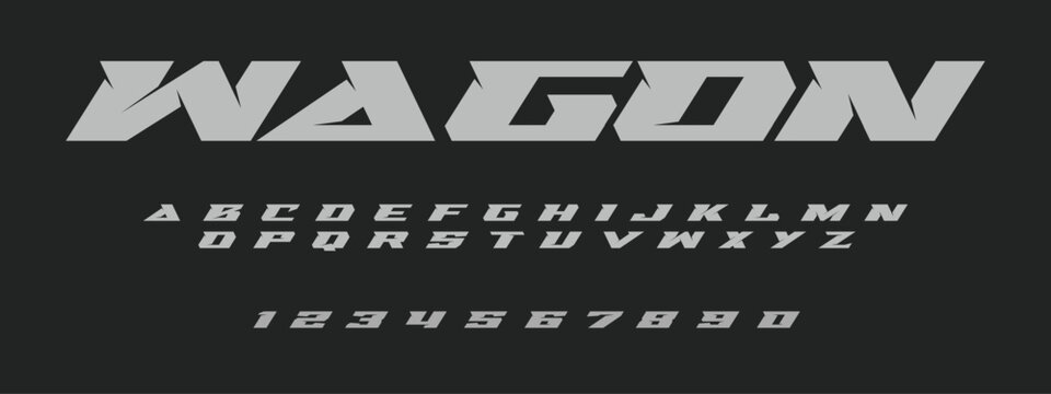 Modern Wagon Auto Vector Font Alphabet for Futuristic Automotive Typography