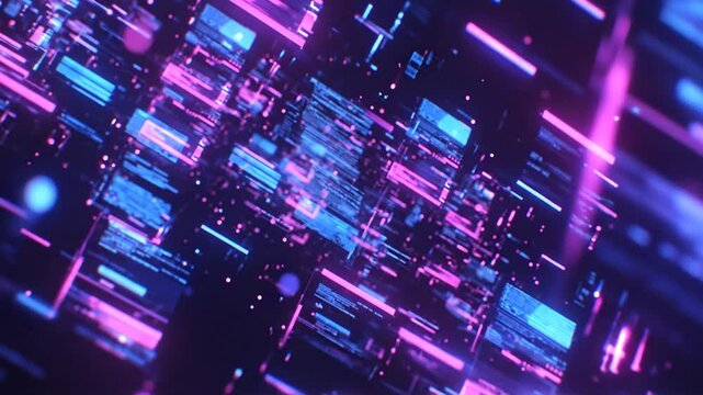Abstract 3D Digital Data Stream Background