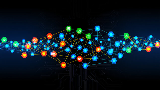  Machine Learning Pattern Recognition Neural Network Visual, AI Data Classification Concept
