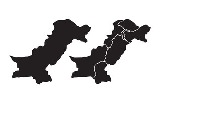 Obraz premium Pakistan Map Silhouette with Provincial Boundaries Vector Set