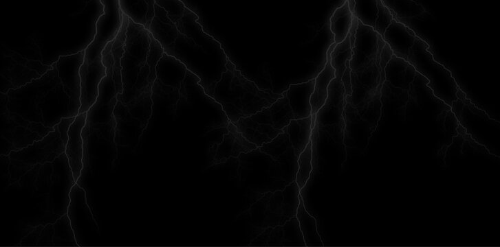 Lightning bolts on black background, electric storm effect