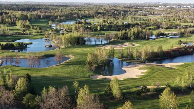Top-down view of a luxury golf club landscape