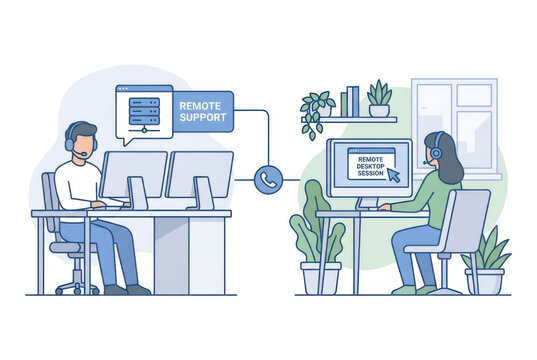 Remote worker and tech support connection