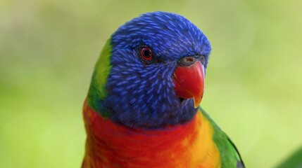 Naklejka premium Close-up Portrait of a Colorful Rainbow Lorikeet in Gold Coast Australia