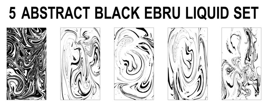 Traditional Turkish ebru technique. Set of abstract backgrounds.