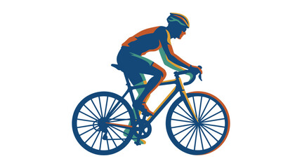 Fototapeta premium Dynamic illustration of a male cyclist in full racing attire riding a road bike.