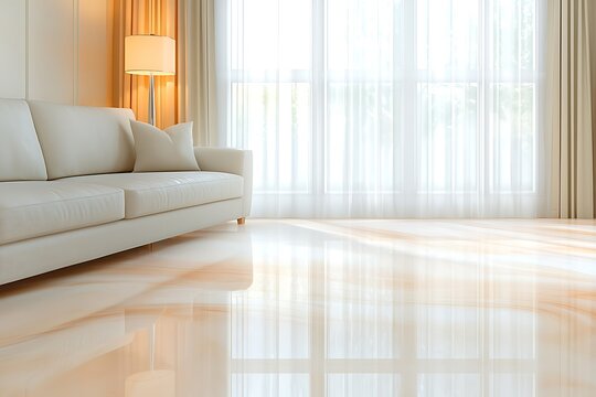 Bright and Inviting Living Room with Soft Fabrics and Natural Light Streaming In