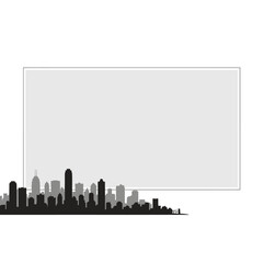 Obraz premium Cityscape Silhouette with Blank White Board for Text - Urban Skyline Background