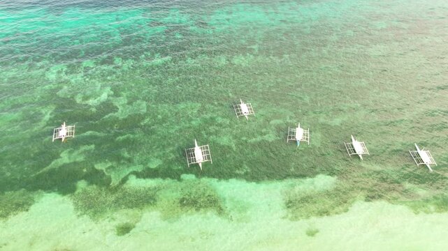 Traditional Filipino Fishing Vessels from Above