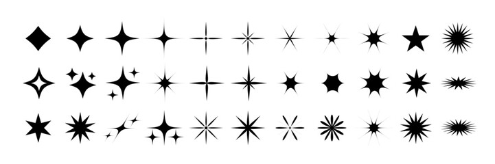Fototapeta premium Y2K Shape Stars Hearts. Retro Elements Design Icons 2000 stars glitch effects geometric shape for rave flyers. Pattern abstract symbols for futuristic brutalist party graphic Design for Poster Banner.
