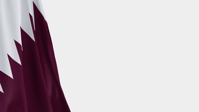 Qatar Flag on Left Side, Waving National Symbol with Copy Space