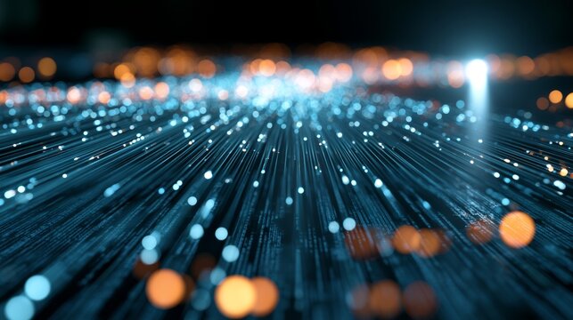 Abstract Digital Network with Blue and Orange Lights