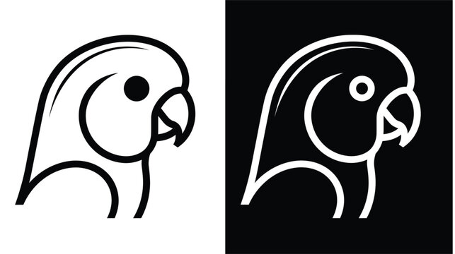 Parrot icon illustration with black and white backgrounds and simple design