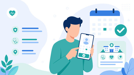 Online Medical Appointment Booking Healthcare App Illustration © Tempe Gembus
