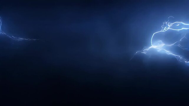 Dramatic lightning bolt strikes across a dark sky in electrifying motion