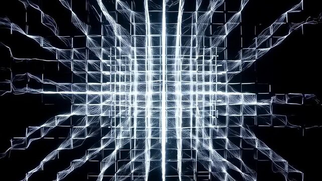 Dynamic digital waveforms: mesmerizing symmetry and energy flow in abstract light pattern