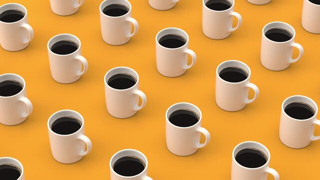 Cups of coffee in motion - background loop