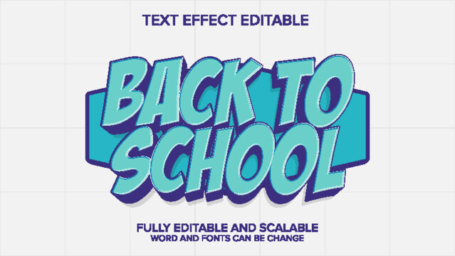 3d text effect back to school cartoon style vector editable