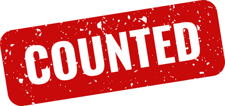 Counted red stamp on white background accounting and inventory management concept