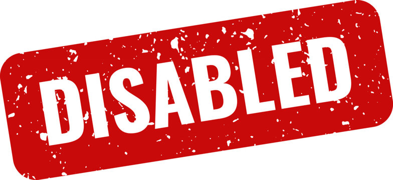 Disabled red stamp on white background warning sign deactivated status indicator