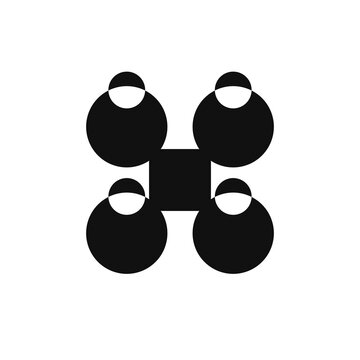 A minimalist emblem showing a quadcopter top view