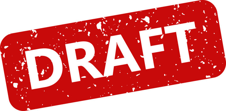 Red draft stamp isolated on white document review editing and approval process