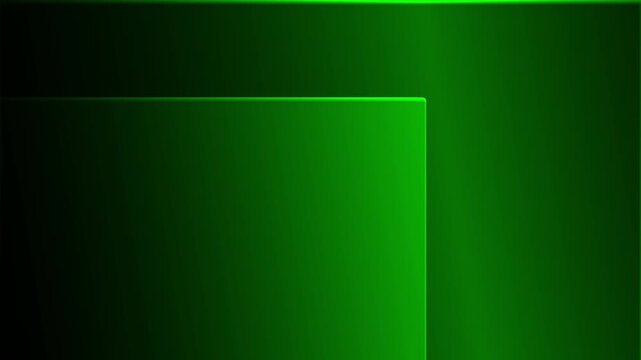 Green minimalist background with glowing rectangular glass frame and gradient light