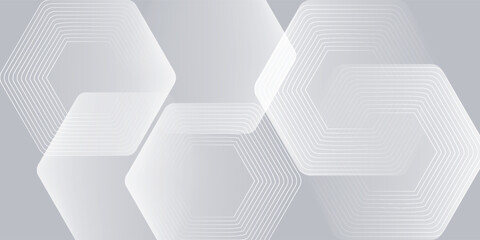 White abstract glowing geometric hexagon lines with technology digital hi-tech concept background © achmad